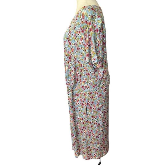 J.Jill Floral Midi Dress Light Blue Large - Picture 3 of 7